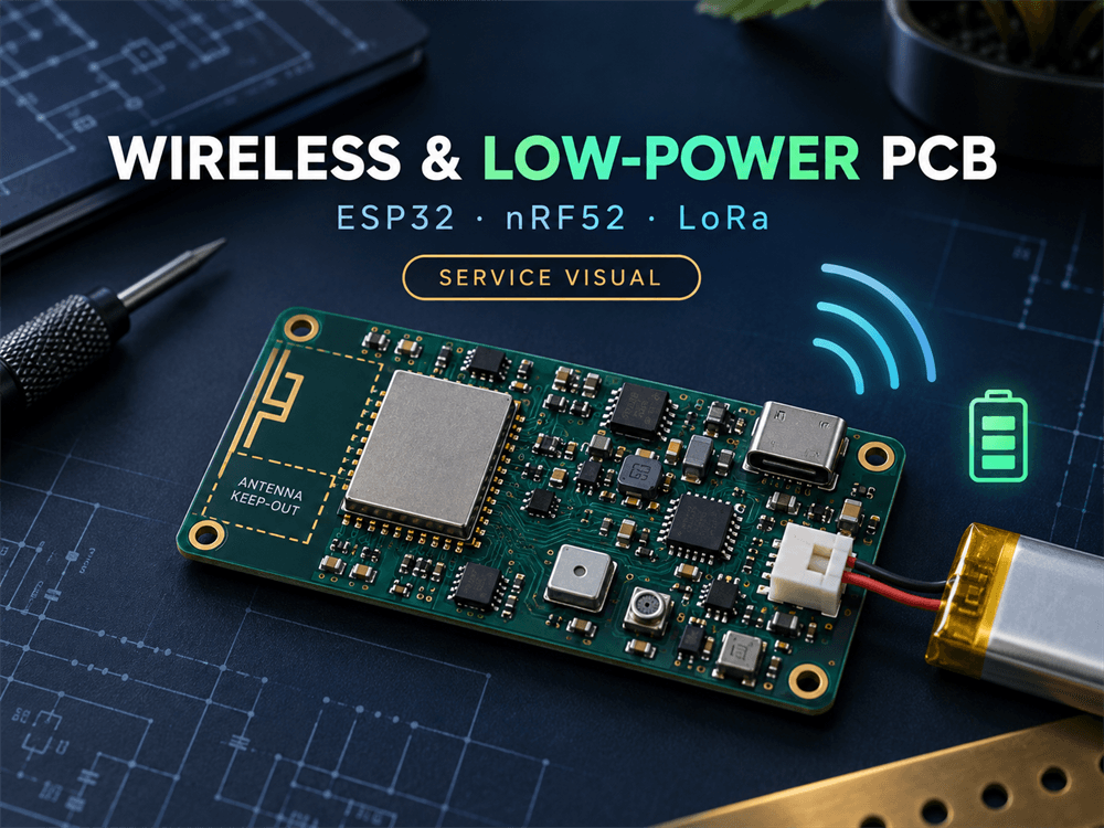 Battery-Powered Wireless / IoT PCB: illustrative engineering service overview
