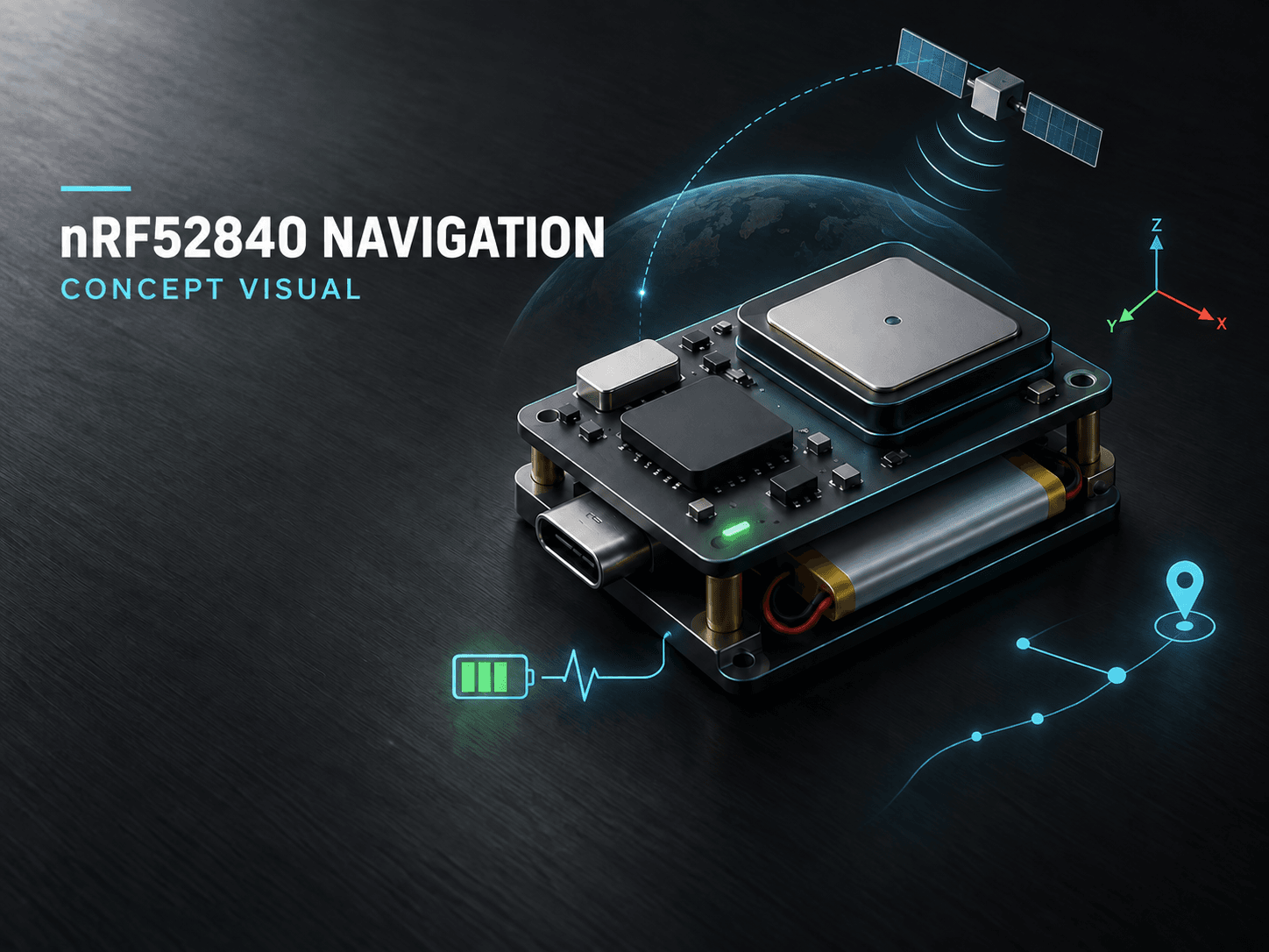 nRF52840 navigation board: hardware overview concept illustration