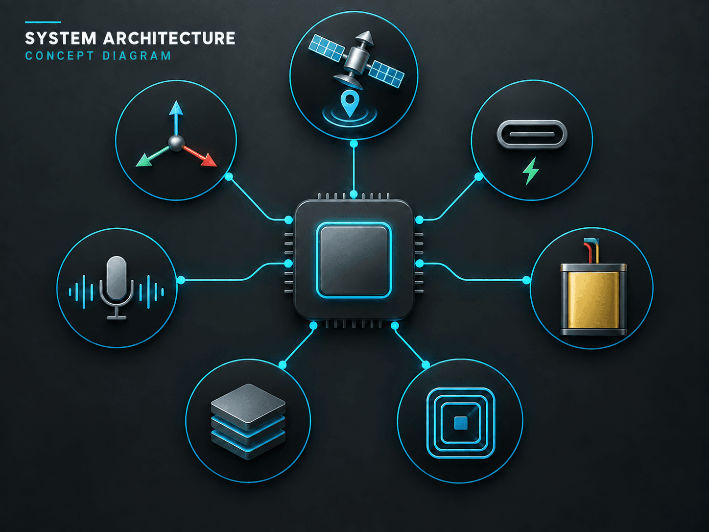 nRF52840 navigation board: system architecture concept illustration