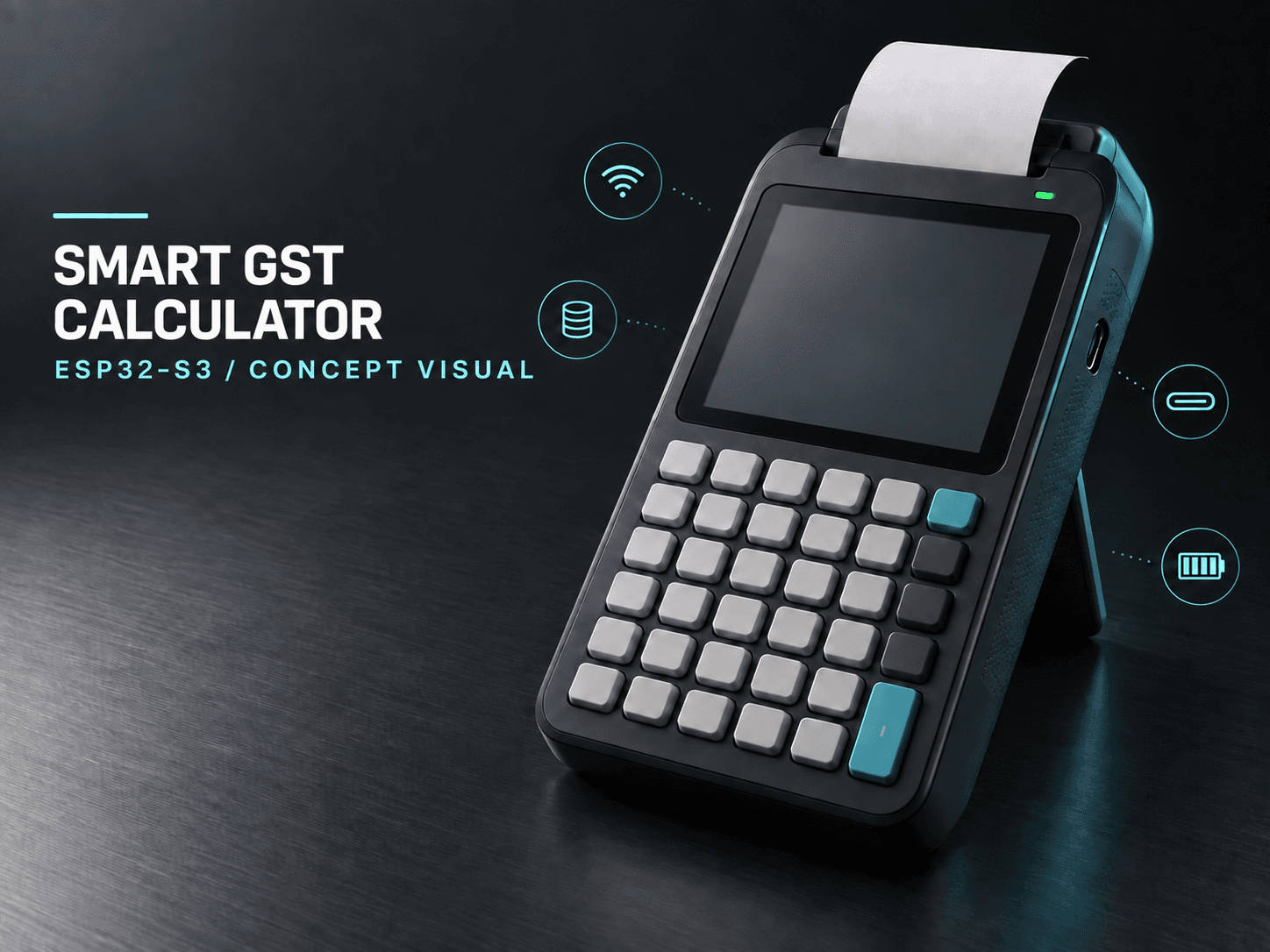 ESP32-S3 Smart GST Calculator: hardware overview concept illustration