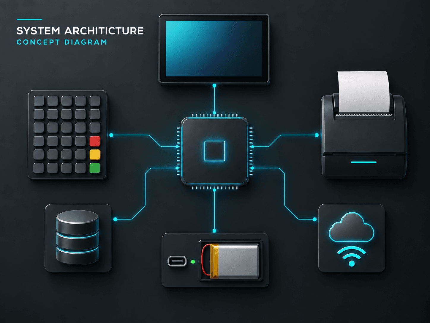 ESP32-S3 Smart GST Calculator: system architecture concept illustration